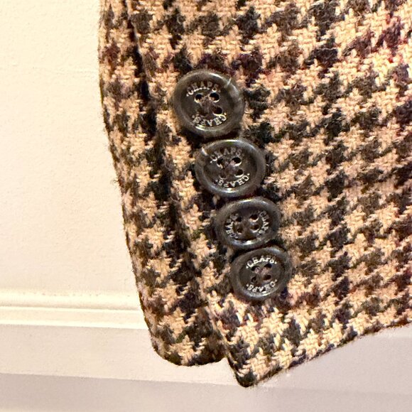 Chaps Ralph Lauren Wool Brown Houndstooth 3 Button Blazer Jacket Size 14 - Picture 5 of 8